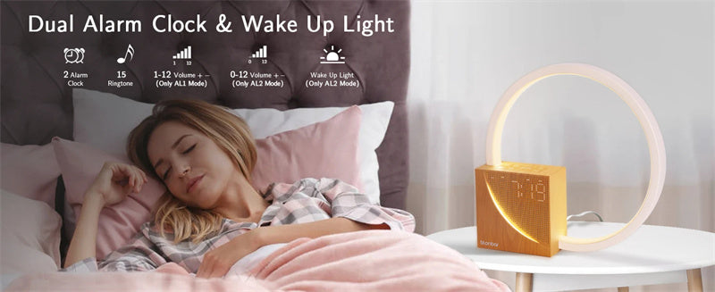 Bedside Lamp Touch Table Lamp With Natural Sounds, Desk Lamp With Alarm Clock, Touch Control 3 Levels Brightness Home Decor