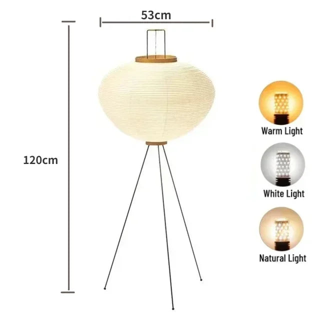 Noguchi Akari Rice Paper Floor Light Japanese Wabi Sabi Vintage Standing Lamp for Bedroom Living Room House Bedside Decoration