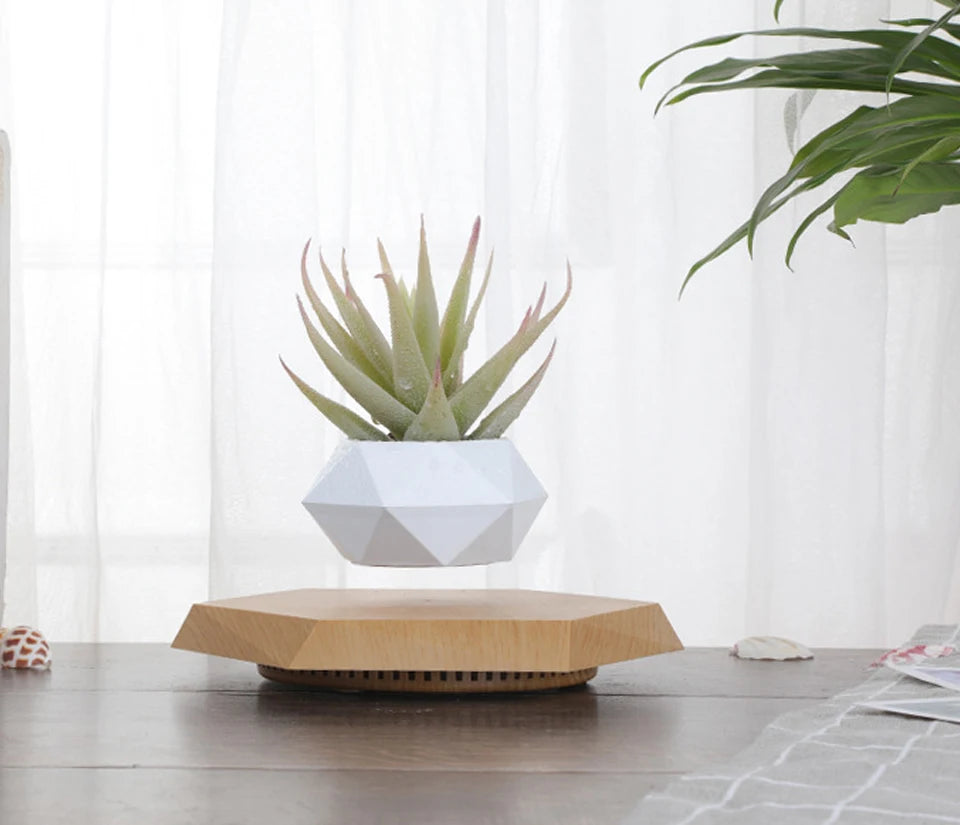 Novelty Levitation Desktop Flowerpot, Geometric Suspended Planter, Home Office Decoration