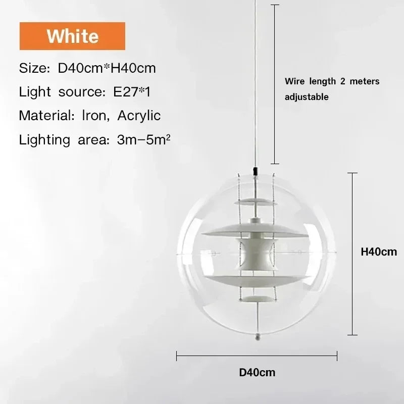 Nordic Danish Acrylic Planet Chandelier LED Pendant Light for Modern Kitchen Dining