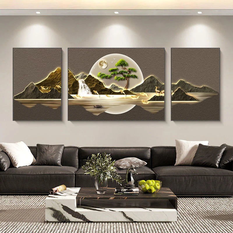 3 Pcs/set Modern Luxury Landscape Painting Sofa Background Wall Welcome